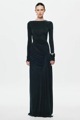 Misha Glacier Cupro Long Sleeve Maxi Dress - Black