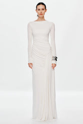 Misha Glacier Cupro Long Sleeve Maxi Dress - Ivory