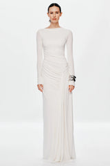Misha Glacier Cupro Long Sleeve Maxi Dress - Ivory