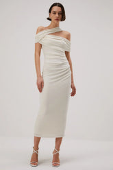 Misha Imani Slinky Jersey Midi Dress - Ivory