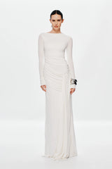 Misha Glacier Cupro Long Sleeve Maxi Dress - Ivory