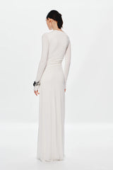 Misha Glacier Cupro Long Sleeve Maxi Dress - Ivory