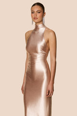 Nookie Mirabella High Neck Maxi Dress - Champagne