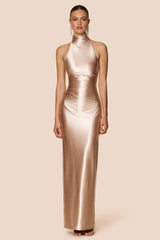 Nookie Mirabella High Neck Maxi Dress - Champagne